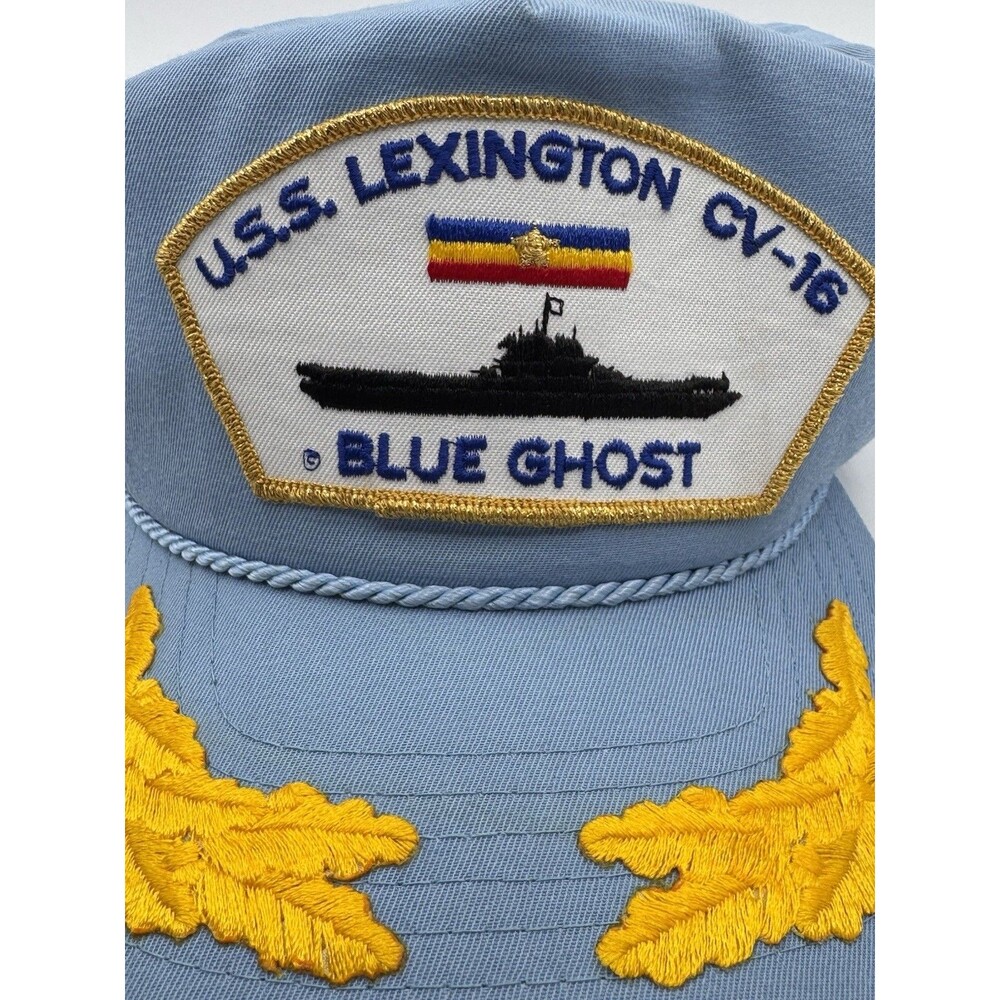 VINTAGE NEW ERA PRO DESIGN USS LEXINGTON CV-16 BLUE GHOST HAT USA MADE - Picture 10 of 10